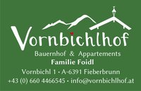 Visitenkarte Vornbichl Vorderseite